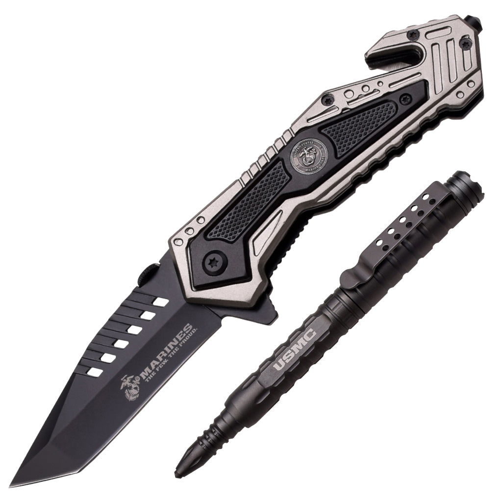 M 4001GY USMC BY ELITE TACTICAL SPRING KNIFE