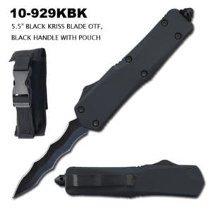 10-929KBK  9" OVERALL OTF KNIFE WITH SHEATH KRIS BLADE