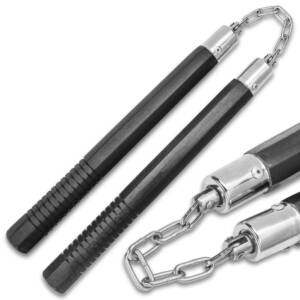 1001 B   HARD WOOD NUNCHUCKS ROUND HANDLE