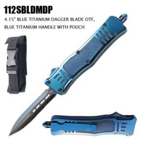 112SBLDMDP    4.15" BLUE TITANIUM DAGGER BLADE OTF