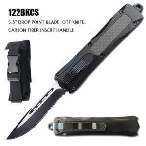 122BKCS 9" OTF BLACK W GREY INSERT