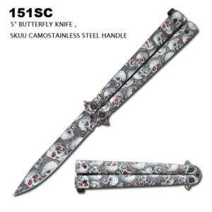 151SC 5" SKULL BUTTERFLY KNIFE