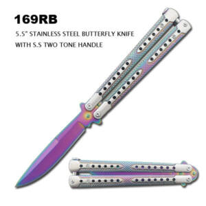 169RB  5.5" RAINBOW BUTTERFLY KNIFE