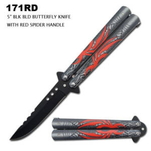 5" CLOSED RED SPIDER BUTTERFLY KNIFE 171RD