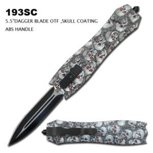 193SC  5.5" DAGGER BLADE OTF SKULLS