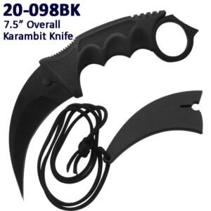 20-098BK  7.5″ Overall BLADE KARAMBIT NECK KNIFE W/ABS SHEATH