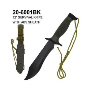 20-6001BK 12" FIXED BLADE SURVIVAL KNIFE