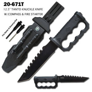 20-671T  12.5"  FIXED BLADE TANTO KNUCKLE KNIFE