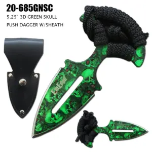 20-685GNSC  GREEN SKULLS PUSH DAGGER