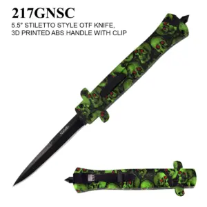 217GNSC   5.5" STILETTO STYLE OTF AUTO KNIFE