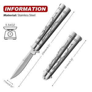 233SL STAINLESS STEEL BUTTERFLY KNIFE DRAGON