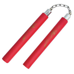 802 R RED NUNCHUCKS DRAGON FOAM PADDED