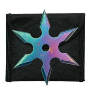 90-16C   4" THROWING STAR WITH POUCH RAINBOW