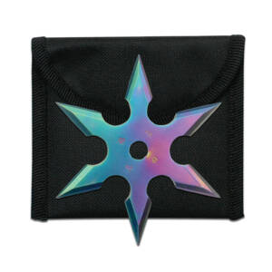 90-19C  3" THROWING STAR WITH POUCH RAINBOW