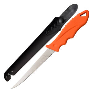 ER-200-06OR  ELK RIDGE FIXED BLADE FILLET KNIFE WITH SHARPENER