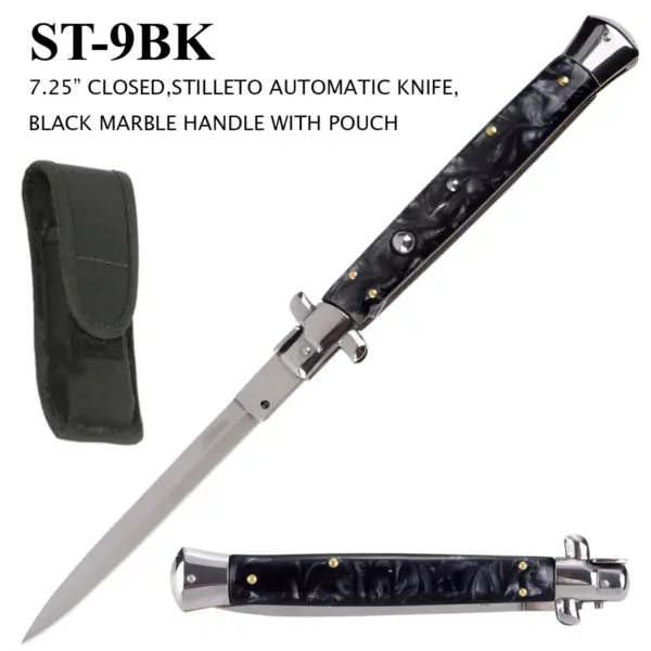 ST-9BK - 13" Overall, Stiletto Style Switch Blade Knife