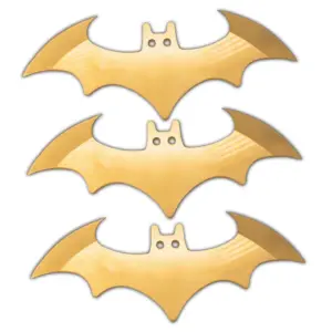 T-2493-GD-3  Bat Throwing Knife w/case 3 piece set (GOLD)