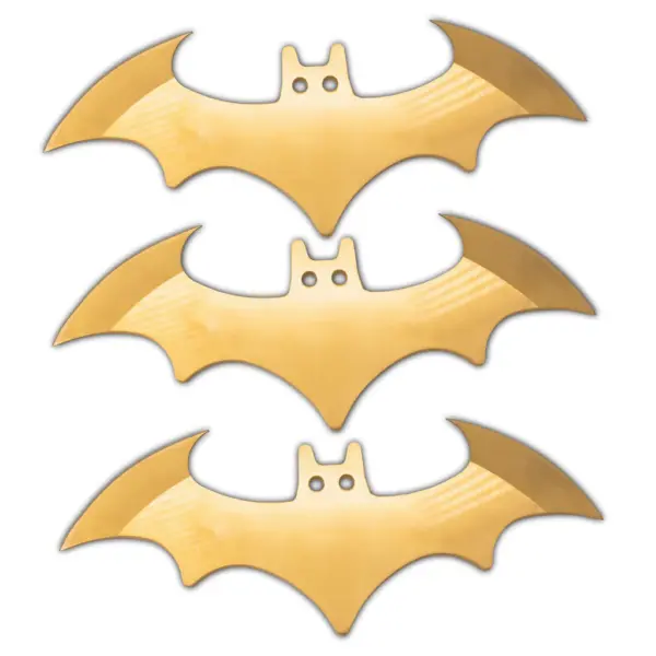 T-2493-GD-3  Bat Throwing Knife w/case 3 piece set (GOLD)