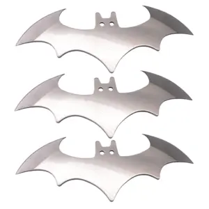T-2493-SL-3  Bat Throwing Knife w/case 3 piece set (STAINLESS)