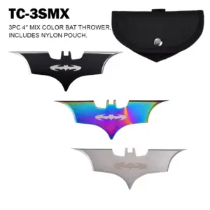 TC-3SMX 4" 3PC BLACK BAT THROWERS MIXED COLORS