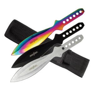 9" Tri Color 3 Piece Throwing Knife Set TK-114-3