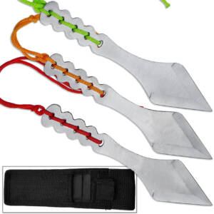 TK9117-70 Ninja Warrior Tanto Throwing Knives Set of 3 Kunai Red, Orange