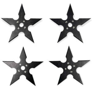 TS-9111-BK-4   4" 5 Point Throwing Star Set Ninja Shuriken