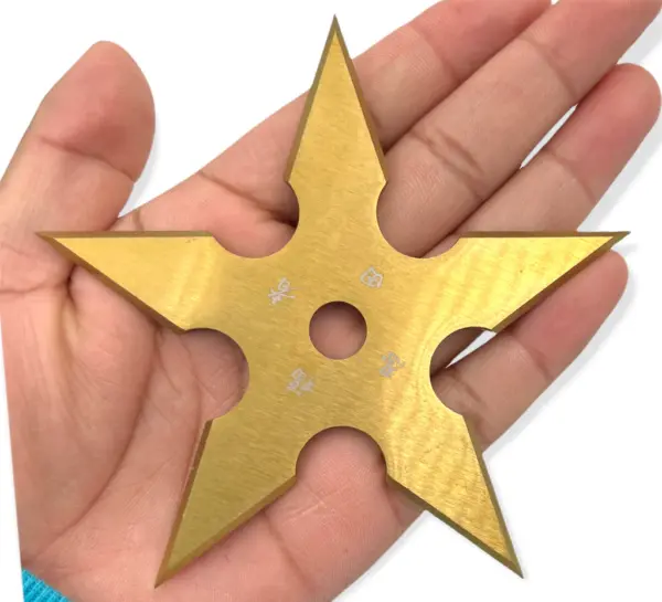 TS-9111-GD-4   4" 5 Point Throwing Star Set Ninja Shuriken - Image 2