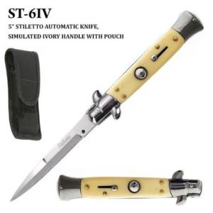 ST-6IV Ivory Colored Stiletto Style Switch Blade Knife
