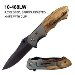 10-468LW - Wood Handled Spring Assisted Knife with Clip