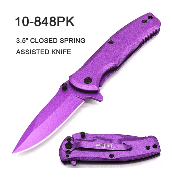10-848PK - EliteEdge 3.5" Closed Spring Assisted Knife Purple