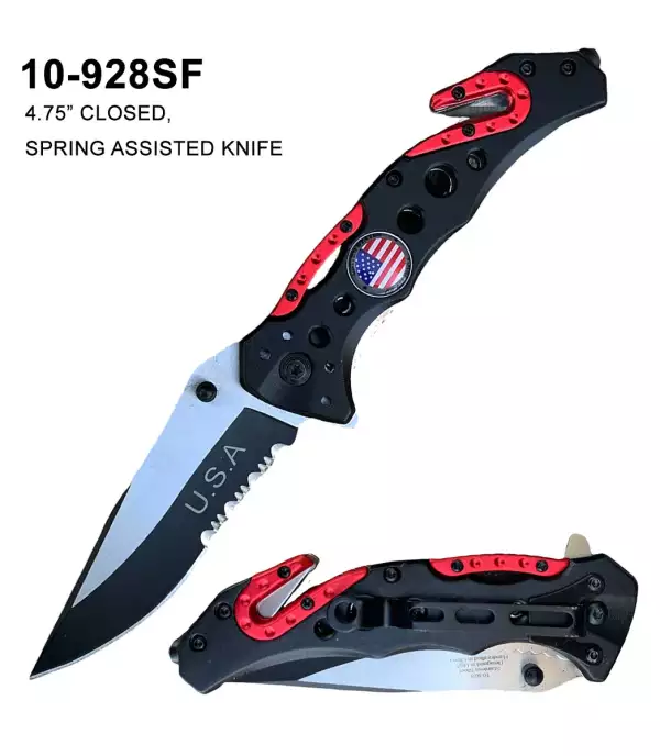 10-928SF - Spring Assisted Knife USA Flag