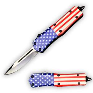 W10-929SSF -  4" Dagger Blade OTF US Flag