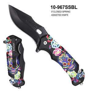 10-967SSBL - ElitEdge Spring Assisted Sugar Skulls Knife
