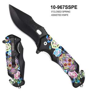 10-967SSPE - ElitEdge Spring Assisted Sugar Skulls Knife