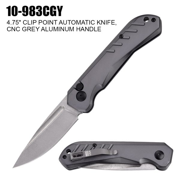 10-983CGY - 4.75" Clip Point Automatic Knife
