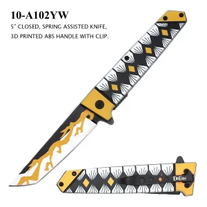 10-A102YW - EliteEdge Spring Assisted Samurai Style Pocket Knife