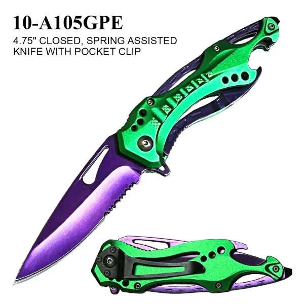 10-A105GPE - 4.75" Closed Spring Assisted Knife with Clip