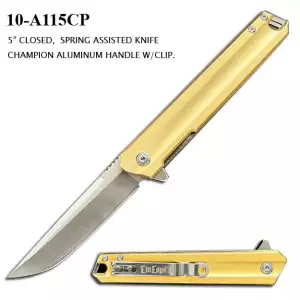 10-A115CP - ElitEdge 5" Gold Spring Assisted Knife