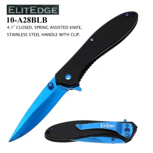 10-A28BLB - ElitEdge 4" Spring Assisted Knife Blue
