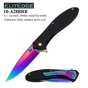 10-A28BRB - ElitEdge 4" Spring Assisted Knife Rainbow