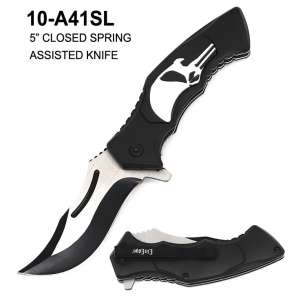 10-A41SL - Spring Assisted Folding Knife Skull