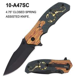 10-A47SC - ElitEdge 4.75" Closed Spring Assisted Scorpion 3d Textured Knife