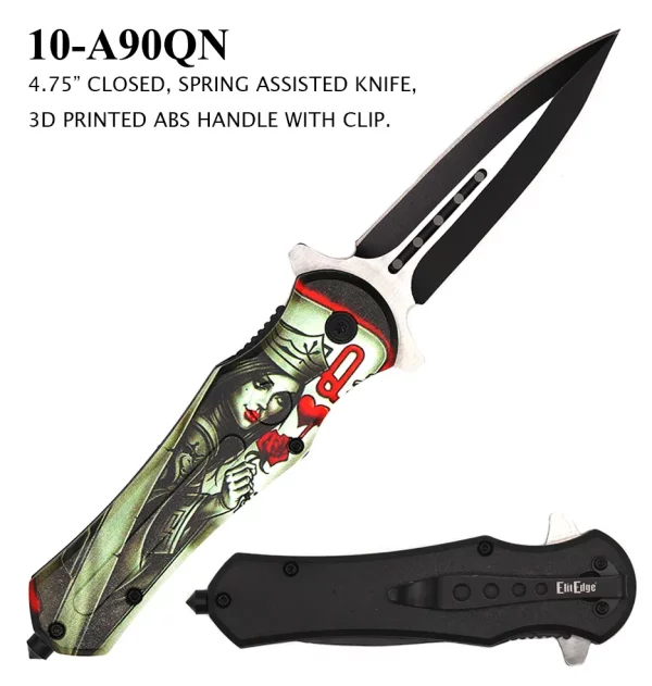 10-A90QN - ElitEdge Queen of Hearts Spring Assisted Knife