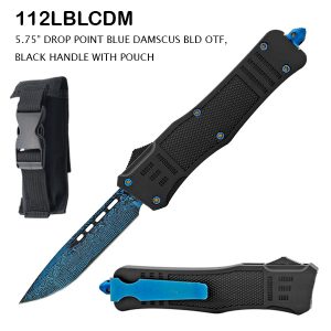 112LBLCDM - 5.75" Drop Point Blue Damascus Bld OTF