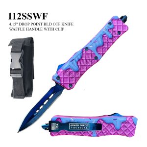 112SSWF - 6.75" Dagger Blade OTF Waffle Handled Knife