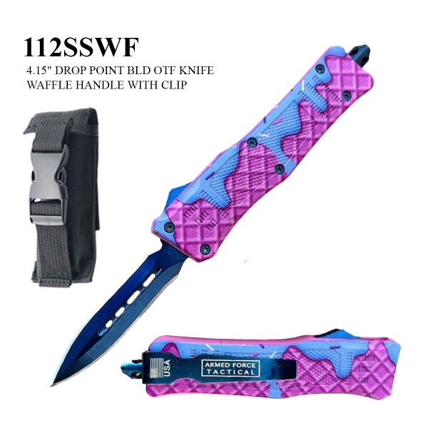 112SSWF - 6.75" Dagger Blade OTF Waffle Handled Knife