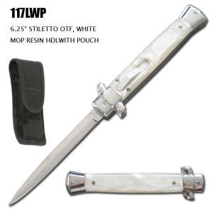 117LWP - 6.25" Stiletto Style OTF White Pearl