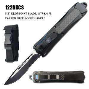 122BKCS - 9" OTF Black with Carbon Fiber Insets
