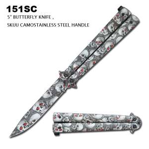 151SC - 5" Skull Butterfly Knife